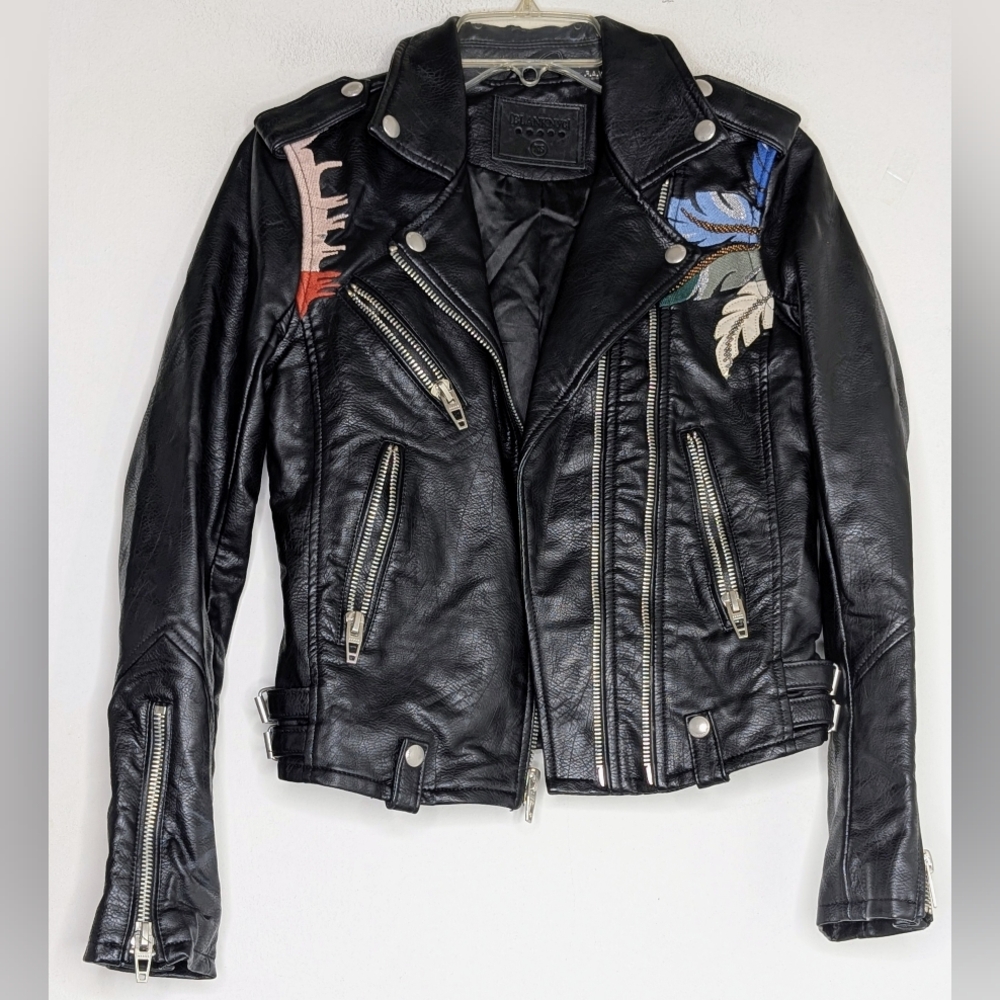 Blank NYC Vegan Leather Palm Tree Embroider Jacket XS - Picture 8 of 12